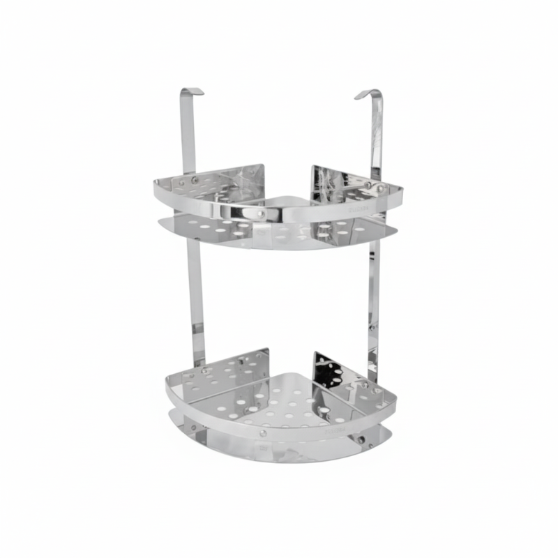 mahgoub-Shelf-Corner-infinity-Includes-2-Stands-Chrome-X-Silver-4014p رف ركنه 2 حامل كروم * فضي 4014P - الصورة 1