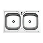 حوض استانلس الاصيل 2 عين شفه فلات فتحه خلاط بالصرف 3 مقاس 80*50