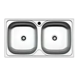 حوض استانلس الاصيل 2 عين شفة فلات فتحة خلاط بالصرف 3 مقاس 44*78