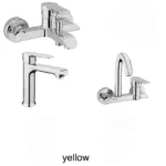 طقم خلاط مكون من 3قطع موديل yellow (خلاط بانيو+خلاط مطبخ حائطى+خلاط حوض مسبك)لون نيكل من أرموس تركى