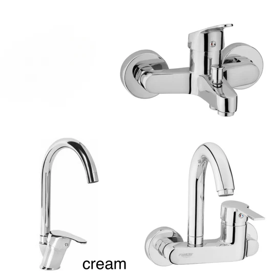 rn-image_picker_lib_temp_252f32f4-1201-481c-a1b5-ab25fe6bb154 طقم خلاط مكون من 3قطع موديل cream(خلاط بانيو +خلاط مطبخ حائطى+خلاط حوض )لون نيكل من أرموس تركى - Image 1