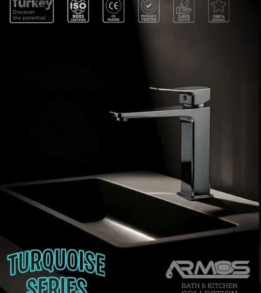 خلاط حوض مسبك من أرموس تركى موديل TURQUOISE لون نيكل