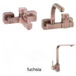 طقم خلاط مكون من 3قطع موديل Fuschsia (خلاط باينو +خلاط مطبخ حائطى+خلاط شجرة قنطرة عالية) لون روز جولد من أرموس تركى