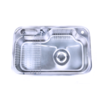 حوض مطبخ استانلس ستيل كورينا JIS 840 P مقاس 84 × 51 سم بالصرف 6 بوصة سُمك 0.8 مم ضاغط صابون وصفاية للاطباق وللمنظفات وللملاعق بفتحتين